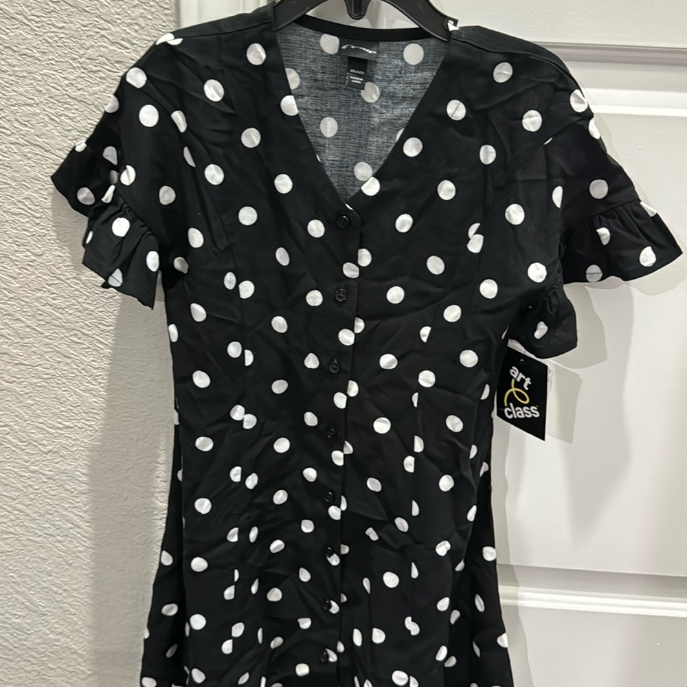 NWT Girls Art class polka dot dress size XS 4/5